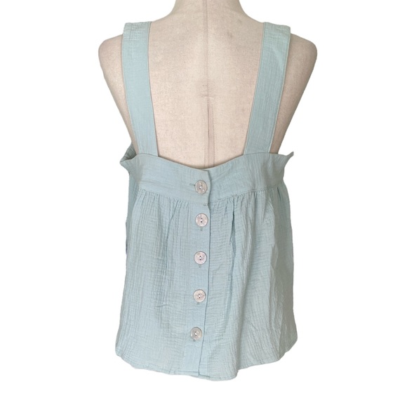 NWT Joie Seafoam Mint Green Gauze Button Open Back Cropped Tank Top - M - Picture 6 of 14